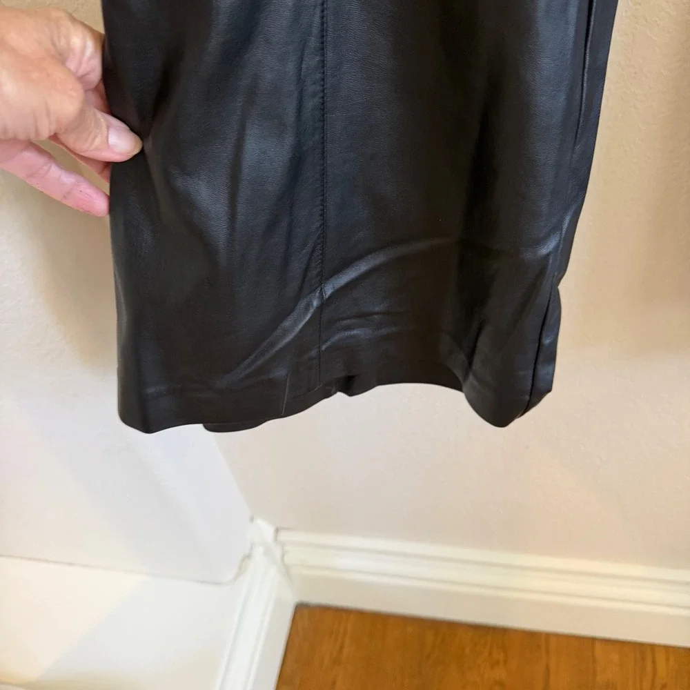 Eloquii Black Faux Leather Straight Leg Pants Plus Size 16 High Rise‎